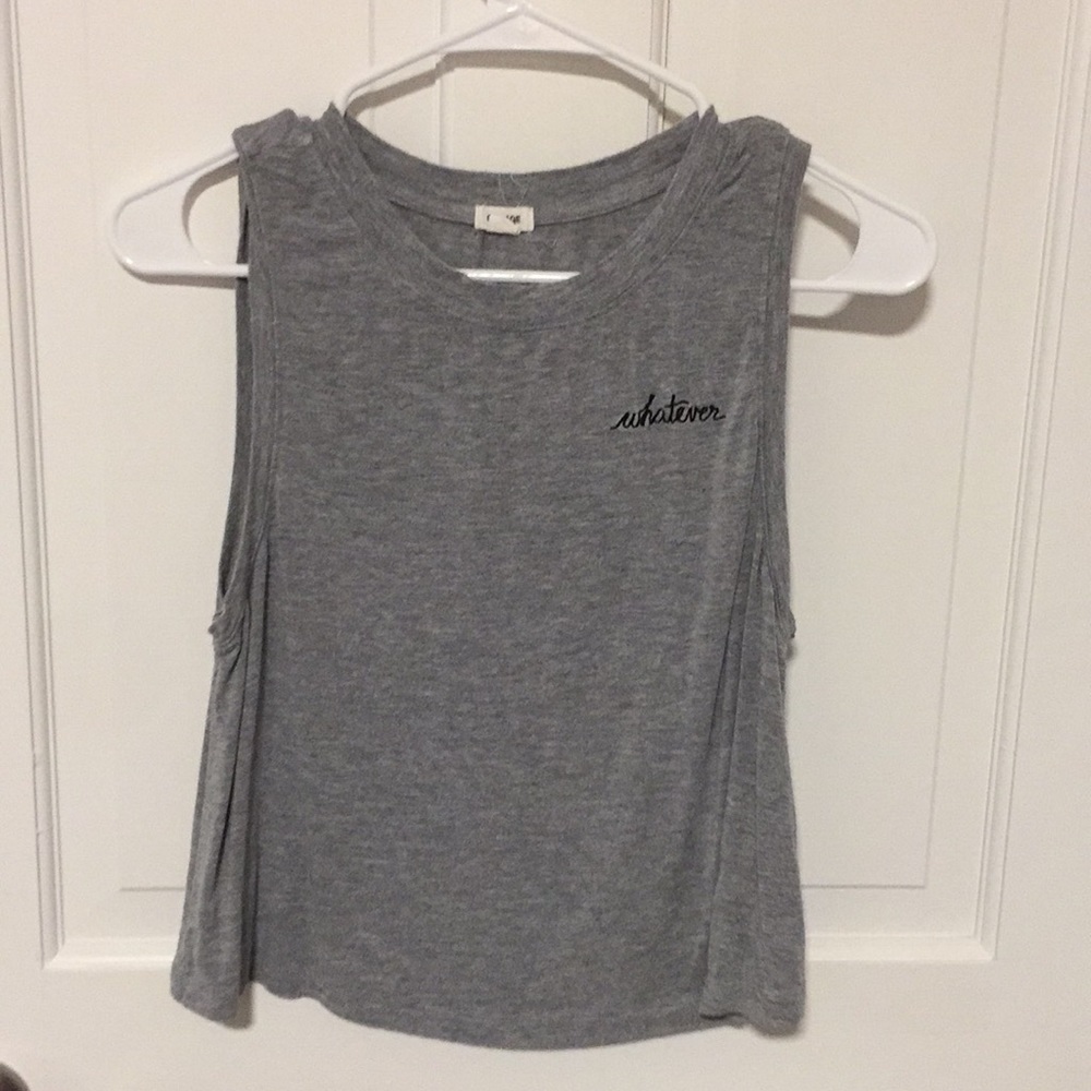 Grey “whatever” muscle tank